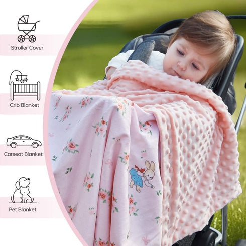QSTEHEML Flower30*40in) Baby Blankets for Girls,Super Soft Nursery Minky Blanket Unisex, Baby Gifts Double Layer