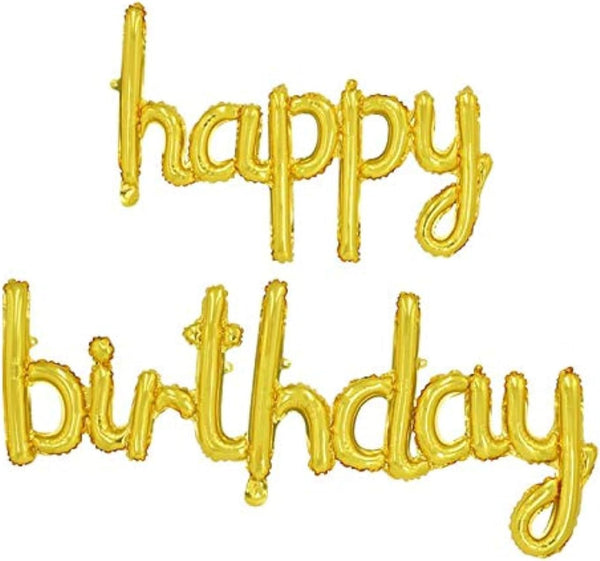 BEISHIDA Gold Happy Birthday Balloons Banner, 16 Inch Mylar Foil Birthday Letters Sign for Party Decorations