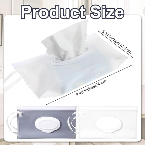 Bremorou 2 Pack Reusable Wipes Pouch Portable Refillable Wipe Container, Waterproof and Dustproof Travel Wipes Case