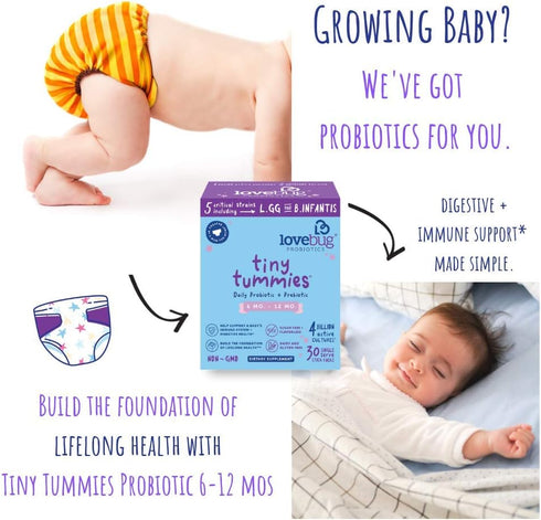 Lovebug Award Winning USDA Organic Probiotic for Babies | Multi-Strain 4 Billion CFU | Easy-to-Take Powder | 60 Packets