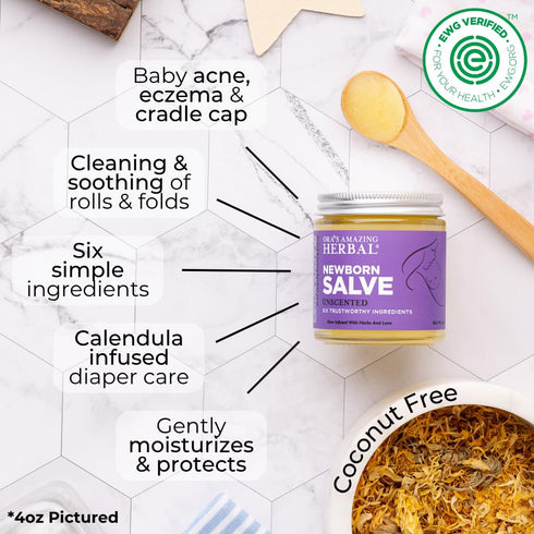 1 4 oz Ora's amazing Herbal, Newborn Salve, Diaper Rash Cream, Calendula Baby Balm, EWG Verified Baby Ointment, Acne