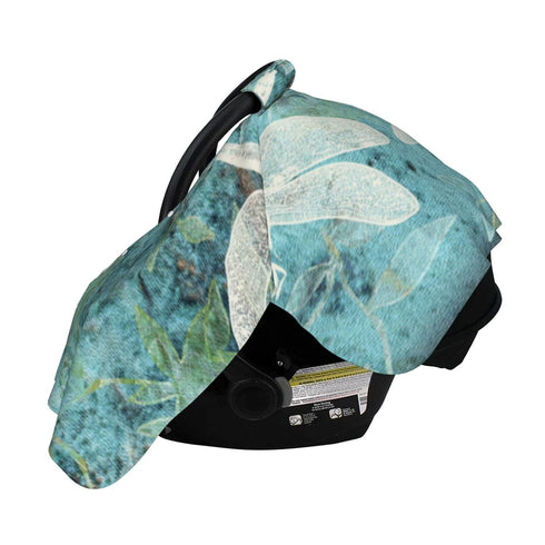 Hcpwzrf Dragonflies Teal and Leaves Baby Car Seat Cover & Nursing Cover - Breathable Stretch Multi-Use Cover