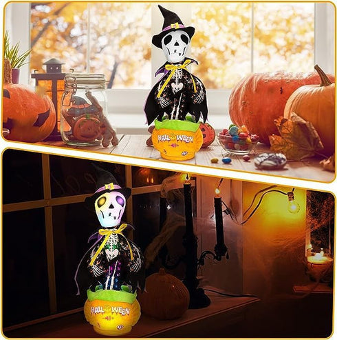 Emoin Halloween Skeleton Dancing Cactus - Mimicking Toy, Talking Skull Cactus Repeats What You Say, Halloween Decor