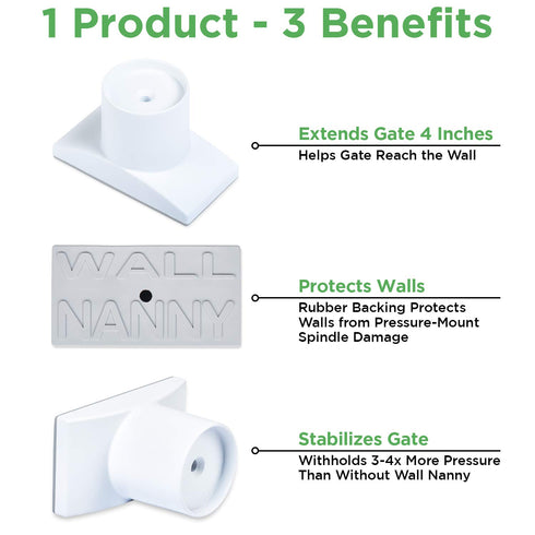 Wall Nanny Extender, 4 Inch Baby Gate Extension Guard, Protects Walls, for Child Pet Gate, 4 Pack