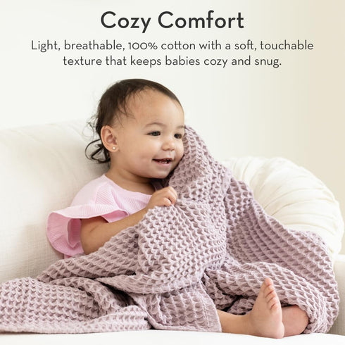 100% 40" 40" Cozy Bella Tunno Waffle Baby Blanket, Cotton, Soft, Breathable & Lightweight, x Swaddle Blanket