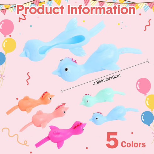 180 3.94 Inch Lenwen Pieces Easter Slingshot Chicken Catapult Toy Flying Easter Funny Rubber Slingshot Stretchy Chicken