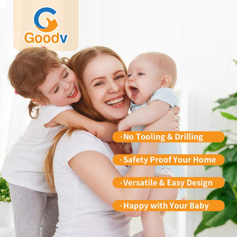 Goodv Child Proof Window Sliding Door Lock 2 Grey Packs for 0.42in to 1.18in - Baby Safety at Home