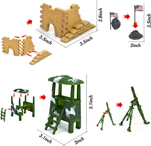 250PCS Army Men Military Set, 3 Otters Action Figures and Accessories, World War II Army Men Toys for Boys