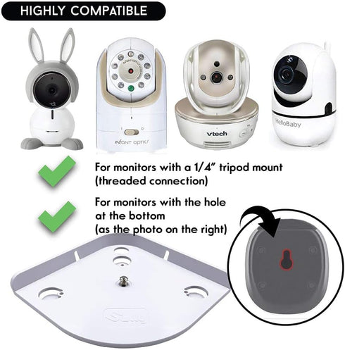Baby Monitor Shelf Mount for Hello Baby Corner Camera Shelf compatible with Infant Optics DXR-8 DXR-5 Arlo Baby Babysense 7 Motorola - Universal Wall Mounts Crib Cam Holder for Infants Video