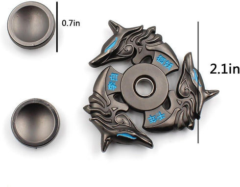Fidget Spinner Metal Hand Spinner EDC Toy - Ultra Durable High Speed Anxiety Relief, Black Fox