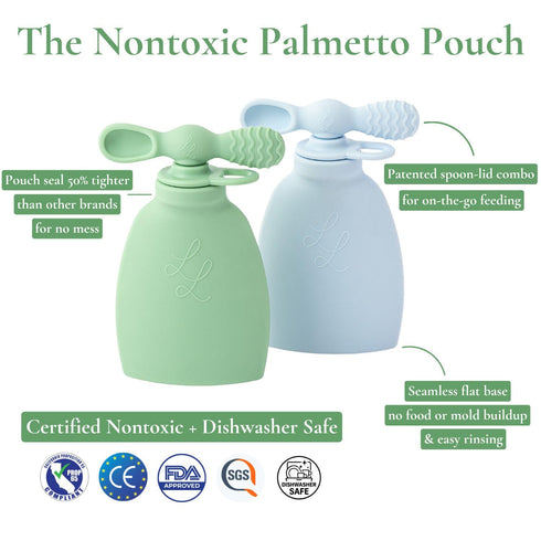 Nontoxic Reusable Baby Food Pouches - Premium Food Grade Silicone - BPA & PFAS Free - Leak-Proof Design - Easy to Clean