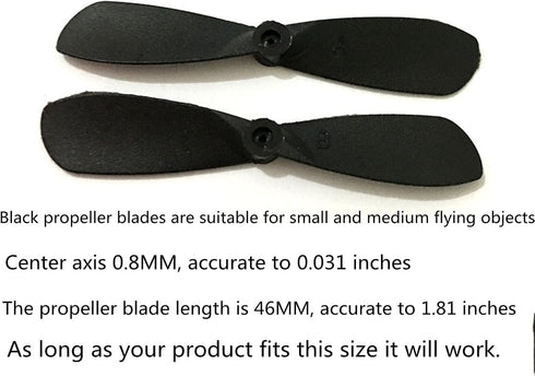 skrnrhrery 0.8MM 46/42/37/MM (46mm) mini Propeller, Suitable for RC Aircraft Special Nylon Props Central axis Blade