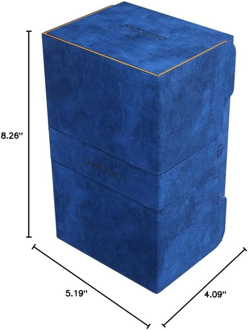 Gamegenic Stronghold 200+ XL Convertible Deck Box - Double-Sleeved Card Storage with Accessories Drawer, Blue/Orange