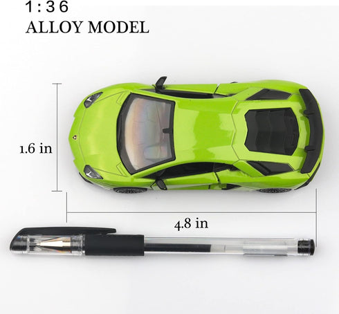 1/36 Scale Lamborghini Aventador LP750-4 SV Diecast Cars, Pull Back Vehicles, Cars Gifts for Boys Girls (Green)