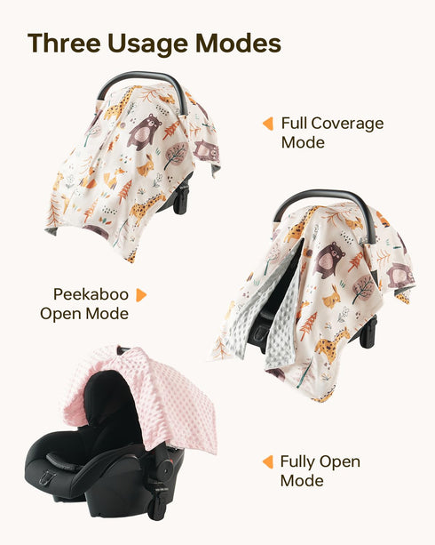 Babygreat Baby Car Seat Cover - Ultra Soft Minky Carseat Covers Baby with Snap Peekaboo Opening, Multi-Use Stroller