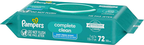 72 (1 Packs) Pampers Baby Wipes, Complete Clean Baby Fresh Scented Wipe, Gently Cleans Head to Toe, Total Flip-Top