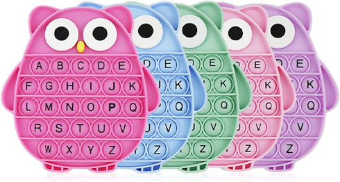 Push Pop Bubble Fidget Sensory Toy, Silicone Stress Relief Popping Toy, ABC Alphabet Owl Shaped Educational Learning
