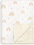 Rainbow Baby Blankets for Girls, Soft Nursery Minky Blankets with Muslin and