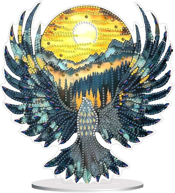 hospitian Diamond Painting Kits Desktop Ornaments for Adults,DIY Eagle Sunset Special Shaped Crystal