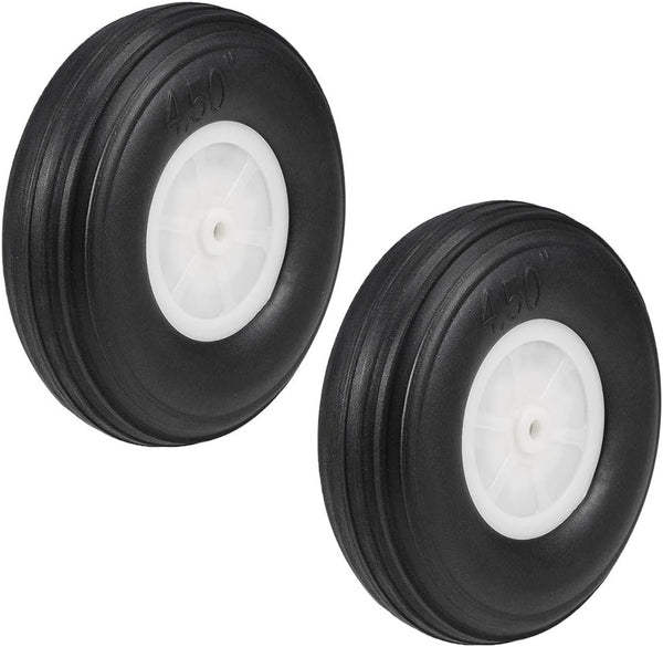 uxcell Tire and Wheel Sets for RC Airplane, PU Sponge Tire with Plastic Hub, 4.5 Inch 2pcs