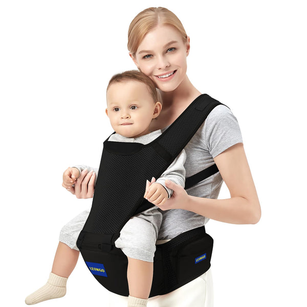 KJIPUHO Baby Carrier with Hip Seat, 6-in-1 Baby Carrier Newborn to Toddler, Adjustable