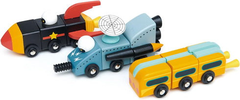 Tender Leaf Toys Space Race - Mix and Match Space Themed Vehicles Toy Set for Kids 3+ - Creative Pretend Play