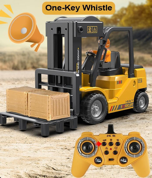 11 1:24 3+ Channel RC Forklift - Scale Construction Truck Toy, Yellow, Years, Male, Children