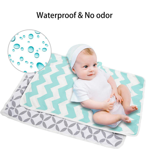 Portable Changing Pad, 2 Pack Baby Waterproof Diaper Changing Mat for Home and Travel