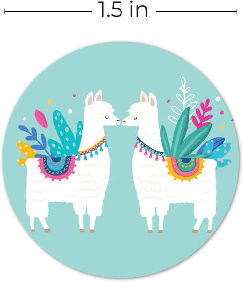 250 Llama Party Stickers - 1.5" Vibrant Desert Event Decals, 6 Colorful Alpaca Designs, Made in The USA