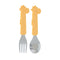 Nuby Animal Friends Silicone and Stainless Steel Fork and Spoon Set, 12+ Months, Yellow Giraffe