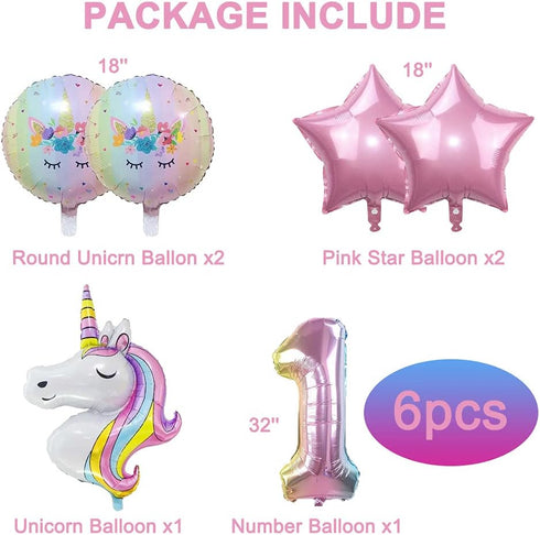 Unicorn Balloons Set - Unicorn Birthday Party Decorations for Girls, Foil Balloons for Wedding Baby Shower