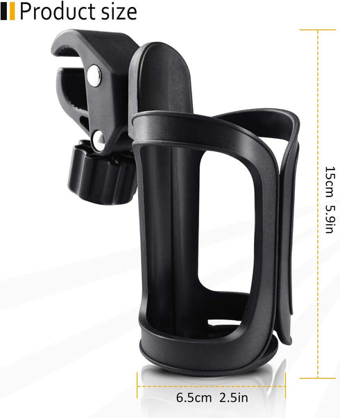 Pack of 2 Pram Cup Holder,Universal Stroller Cup Holders,Adjustable Pushchair Bottle Organizer for Bikes, Trolleys,Walkers and Wheelchairs