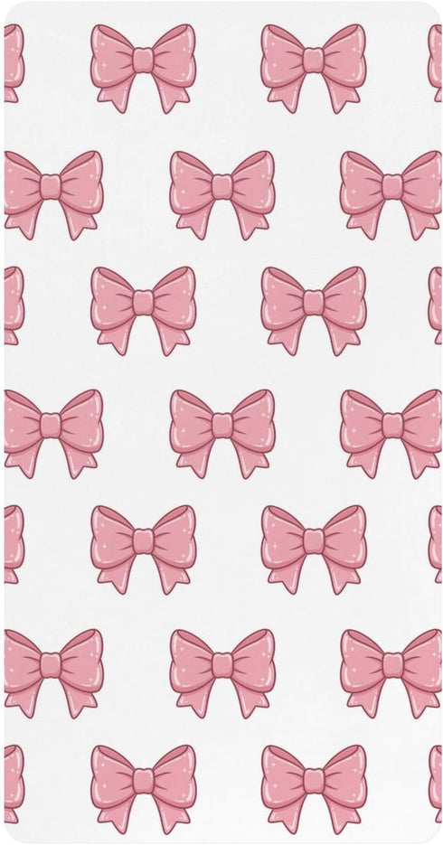 CZXW Pink Bows Crib Sheets Fitted 52" x 28" Natural Cotton Soft &