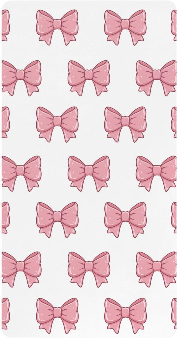 CZXW Pink Bows Crib Sheets Fitted 52" x 28" Natural Cotton Soft &