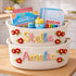 Set Personalized Baby Gift Basket for Girls Custom Name Rope Storage Bin with Flower Decor Decorative Nursery Caddy
