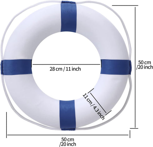 20 Inch 50cm Swimming / Pool Safety Life Preserver Throw Ring Buoy- Swim Foam Rings for Pool Wall Decoration