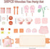 Set Set 26 Set 3-5 Wooden Tea for Little Girls, Pretend Play Tea Party Toy with PCS Play Kitchen Accessories, Princess