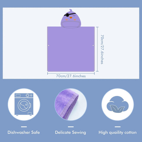 2-6 27.5"X 27.5"(Bird) MICHLEY Hooded Baby Towel Unisex Beach Bath Poncho, Soft Cotton Animal Kids Bathrobe for Years