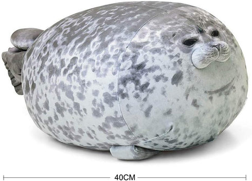 EHOTONG Cute Blob Seal Pillow, Chubby Seal Plush Hug Pillow, Gray, 15"