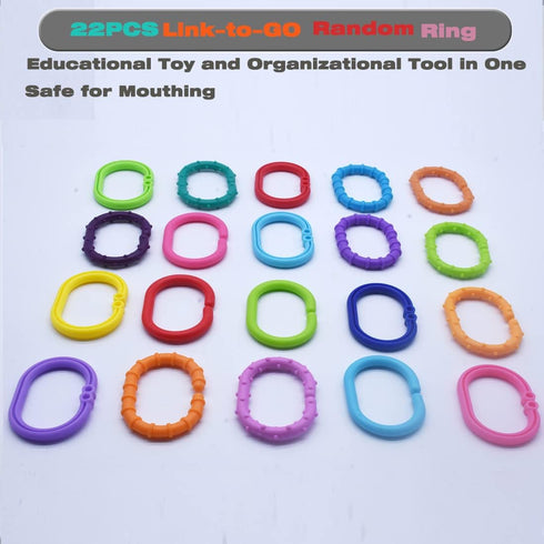 Baby Toys Links-to-Go - Car Seat and Hanging Stroller Ring Toy, Larger Connecting Ring Travel Accessory Set