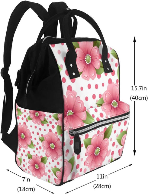 HCBPWVQA Backpack Daypacks Backpack Mommy Polka Dot Flower Diaper Bag with Changing Pad and Pacifier Holder