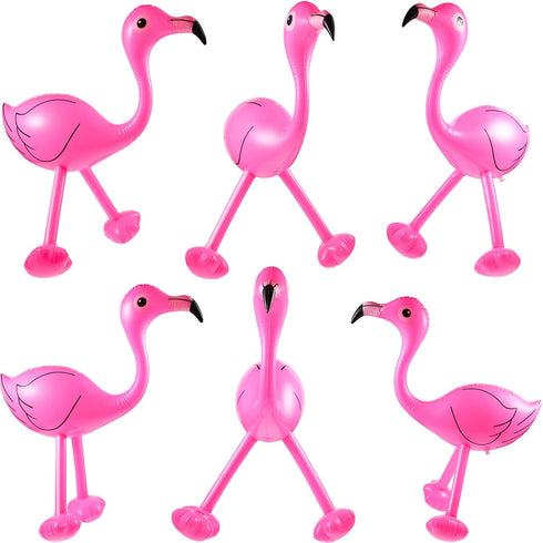 Inflatable Pink Flamingo - Luau Party Accessories for Hawaiian Party Decoration (6 Pieces)