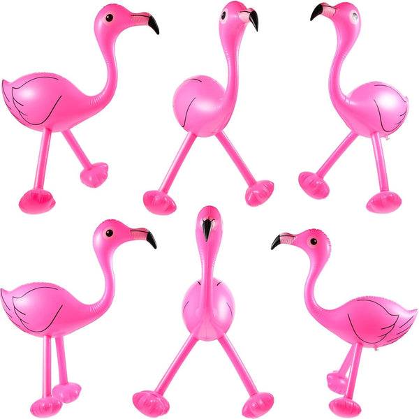 Inflatable Pink Flamingo - Luau Party Accessories for Hawaiian Party Decoration (6 Pieces)