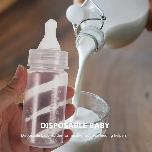 EXCEART 5Pcs Newborn Disposable Milk Bottles, Clear Scale Milk Powder Bottles for Babies (White)