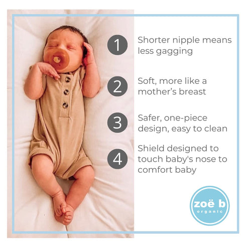 (0-6 2 Pack Simply Rubber Pacifiers - Shorter Nipple (Less Gagging) - Small Newborn Months) - Breastfed Babies