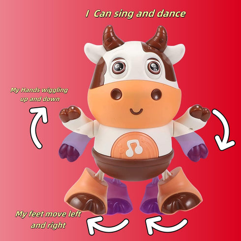 Zhenfala Dancing Cow Toy for Babies - Electric Musical Plush Cow with Fun Songs & Moves, Interactive Baby Toy for Baby