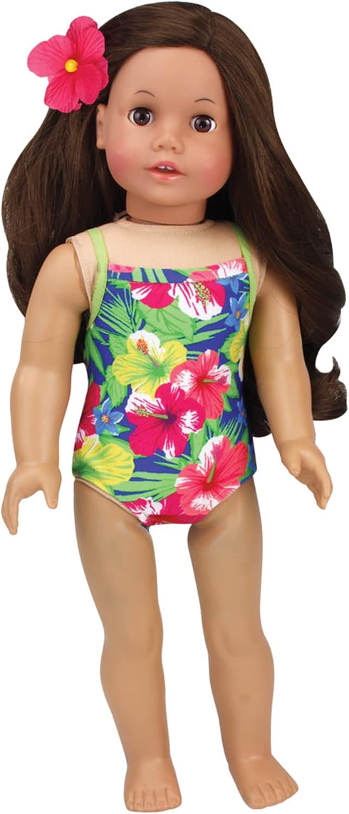 Sophia's 4 Piece Hawaiian Accessories and Floral Bathing Suit Set for 18'' Dolls