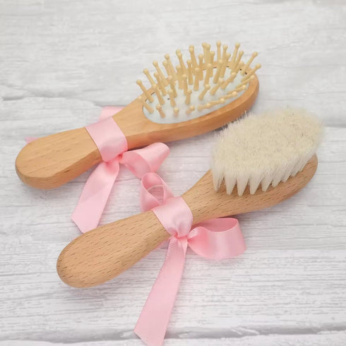 ZYDZKA Set Set Personalized Baby Hair Brush And Comb For Boy Girl Newborn, Custom Wooden Toddler Hair Brush With Soft