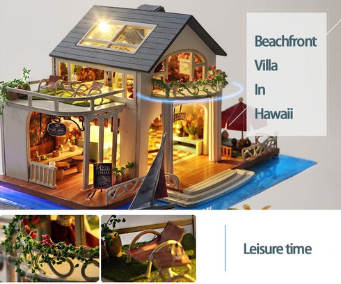 Miniature House Kit, DIY Mini House for Adults, Doll House Kit, Holidays in Hawaii