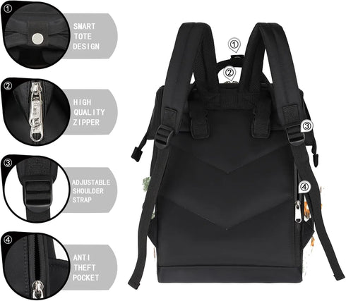 Hsnar Backpack Fox Tree Waterproof Diaper Bag Large Capacity Baby Bag with Stroller Straps, Multi-Pocket Diaper Bag